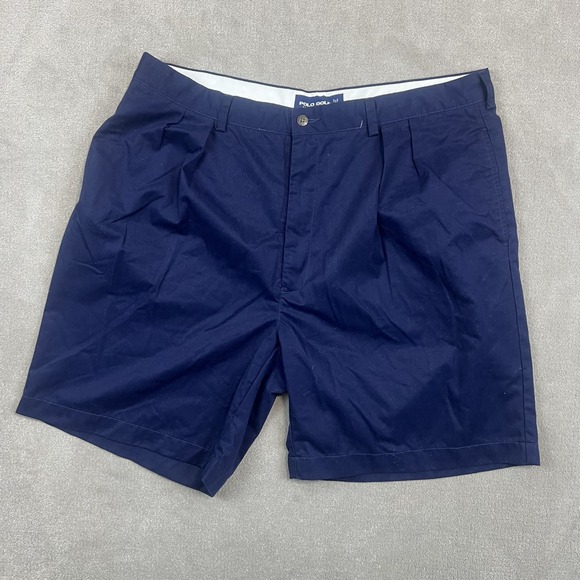 Polo Ralph Lauren Vintage Pleated Golf Shorts 38 Navy Blue Old Money Crest Logo — photo 2